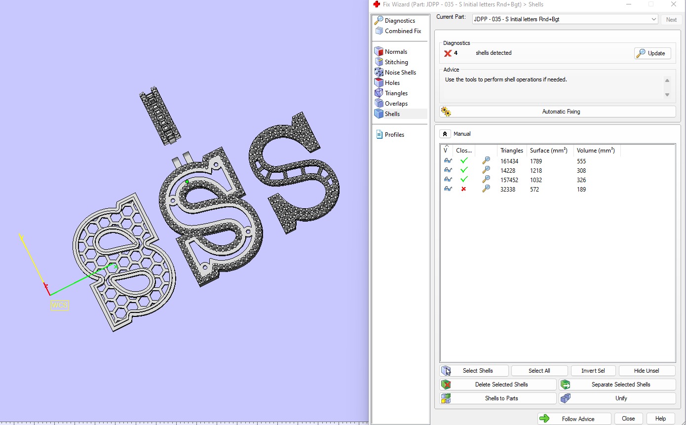 Custom Initial S Letter Diamond Pendant AtoZ Alphabet Necklace 3D print model_21