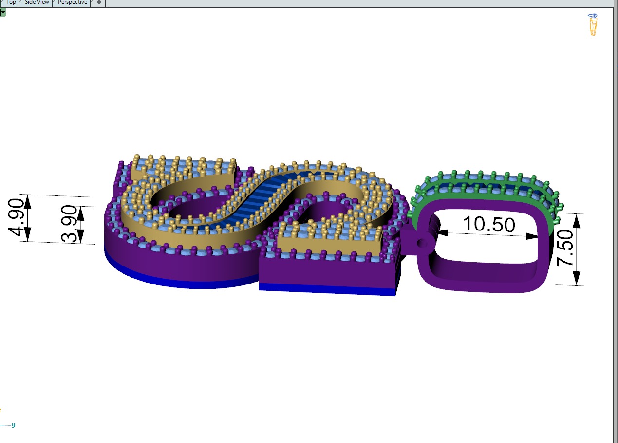 Custom Initial S Letter Diamond Pendant AtoZ Alphabet Necklace 3D print model_8