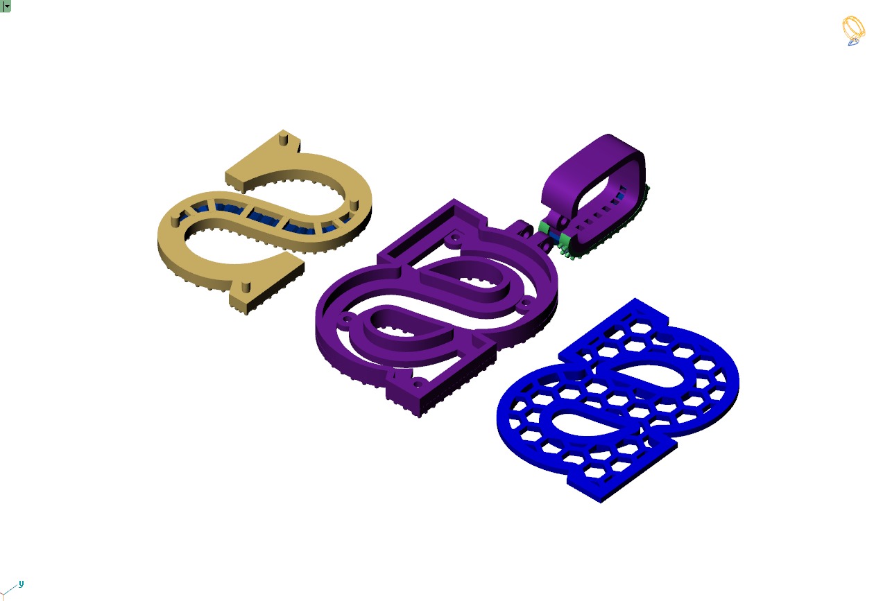 Custom Initial S Letter Diamond Pendant AtoZ Alphabet Necklace 3D print model_15