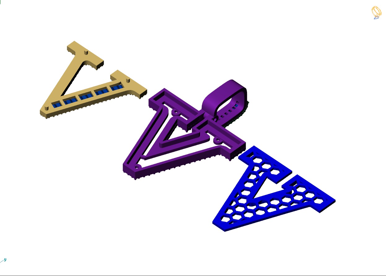 Custom Initial V Letter Diamond Pendant AtoZ Alphabet Necklace 3D print model_14