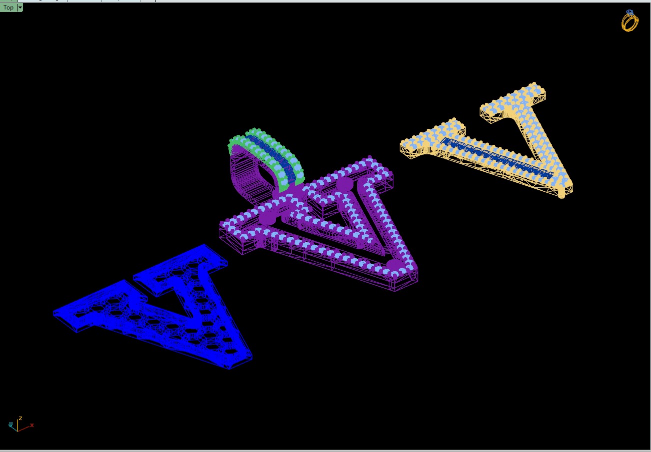 Custom Initial V Letter Diamond Pendant AtoZ Alphabet Necklace 3D print model_17