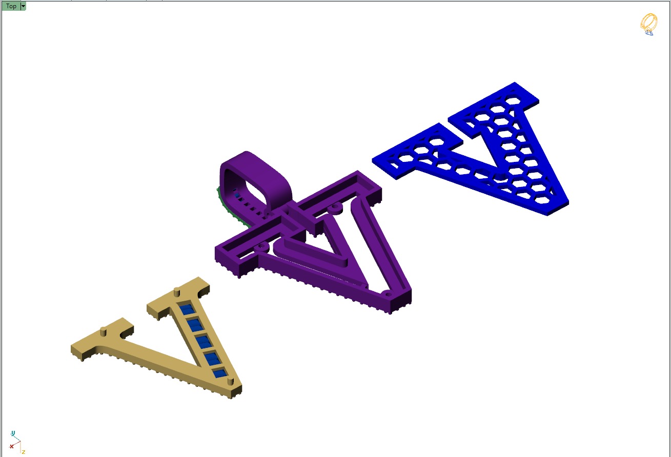 Custom Initial V Letter Diamond Pendant AtoZ Alphabet Necklace 3D print model_13