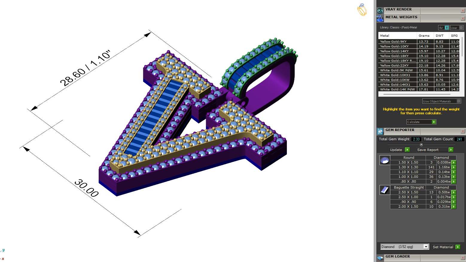 Custom Initial V Letter Diamond Pendant AtoZ Alphabet Necklace 3D print model_6