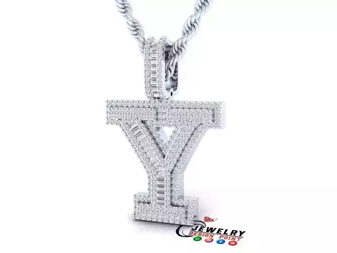 Custom Initial Y Letter Diamond Pendant AtoZ Alphabet Necklace
