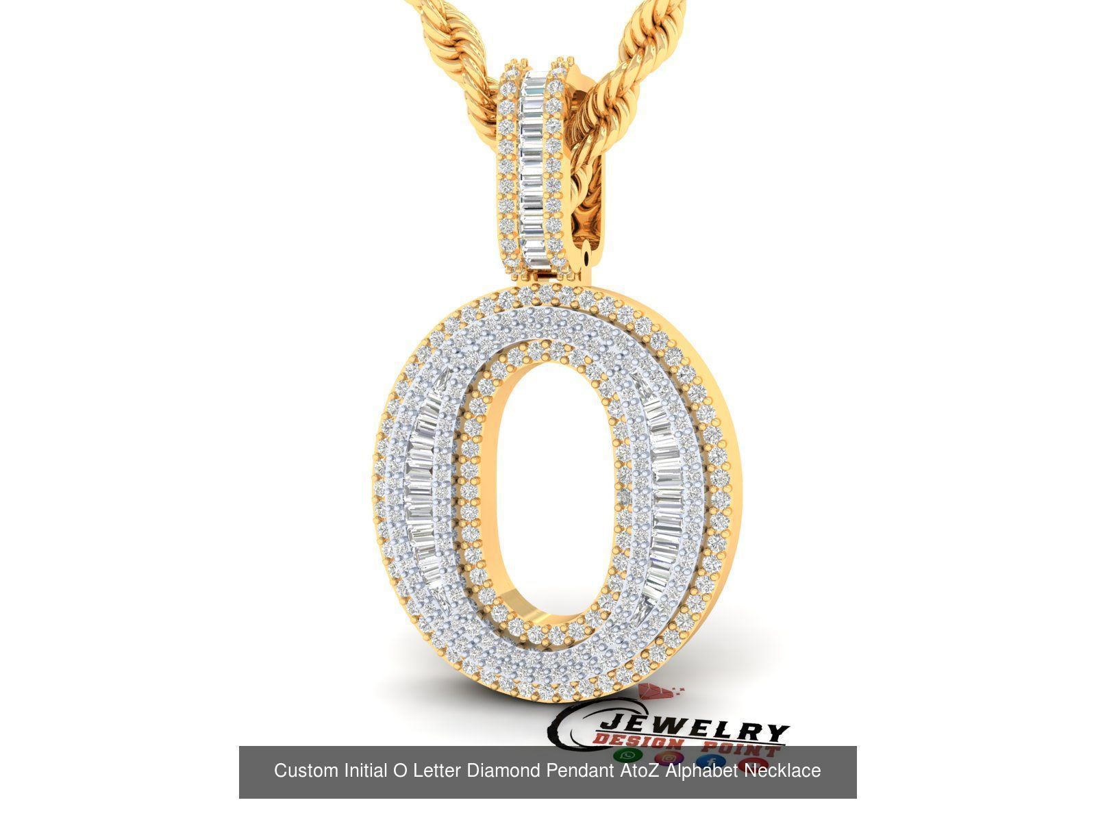 Custom Initial A to Z Letters Diamond Pendant Alphabet Necklace 3D Model Collection_42