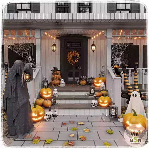 Halloween Porch Blender Scene - DAY 3D model