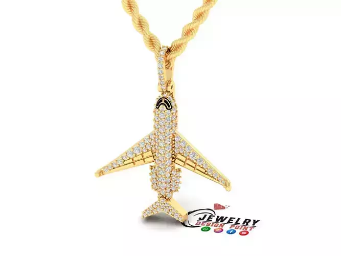 Custom Airplane Emoji Pendant - 3D Airplane Diamond Pendant