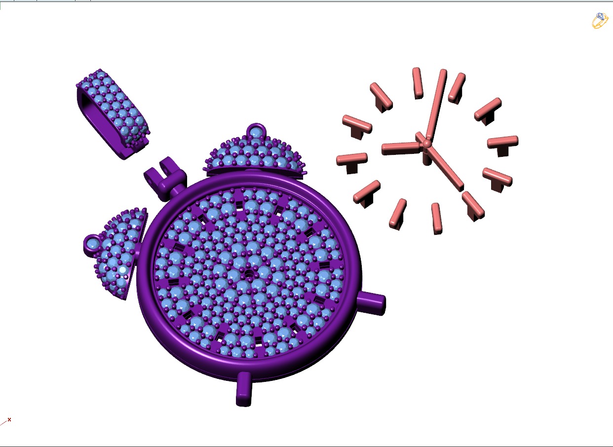 Custom Alarm Clock Emoji Diamond Pendant - Clock Pendant 3D print model_9