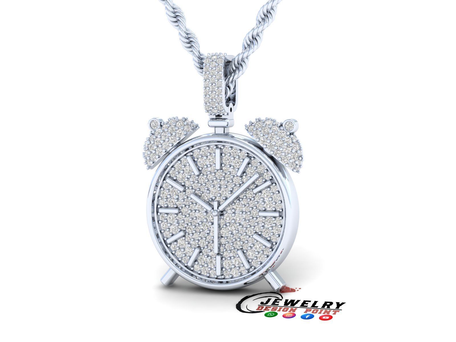 Custom Alarm Clock Emoji Diamond Pendant - Clock Pendant 3D print model_3