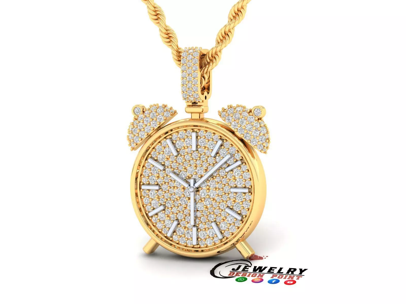 Custom Alarm Clock Emoji Diamond Pendant - Clock Pendant 3D print model_0