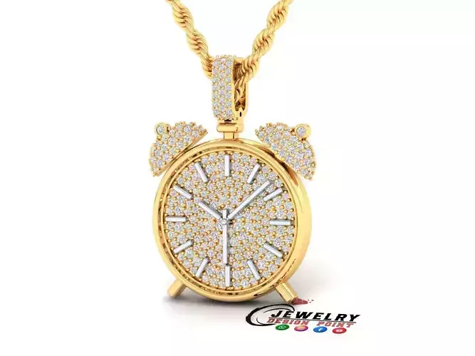 Custom Alarm Clock Emoji Diamond Pendant - Clock Pendant