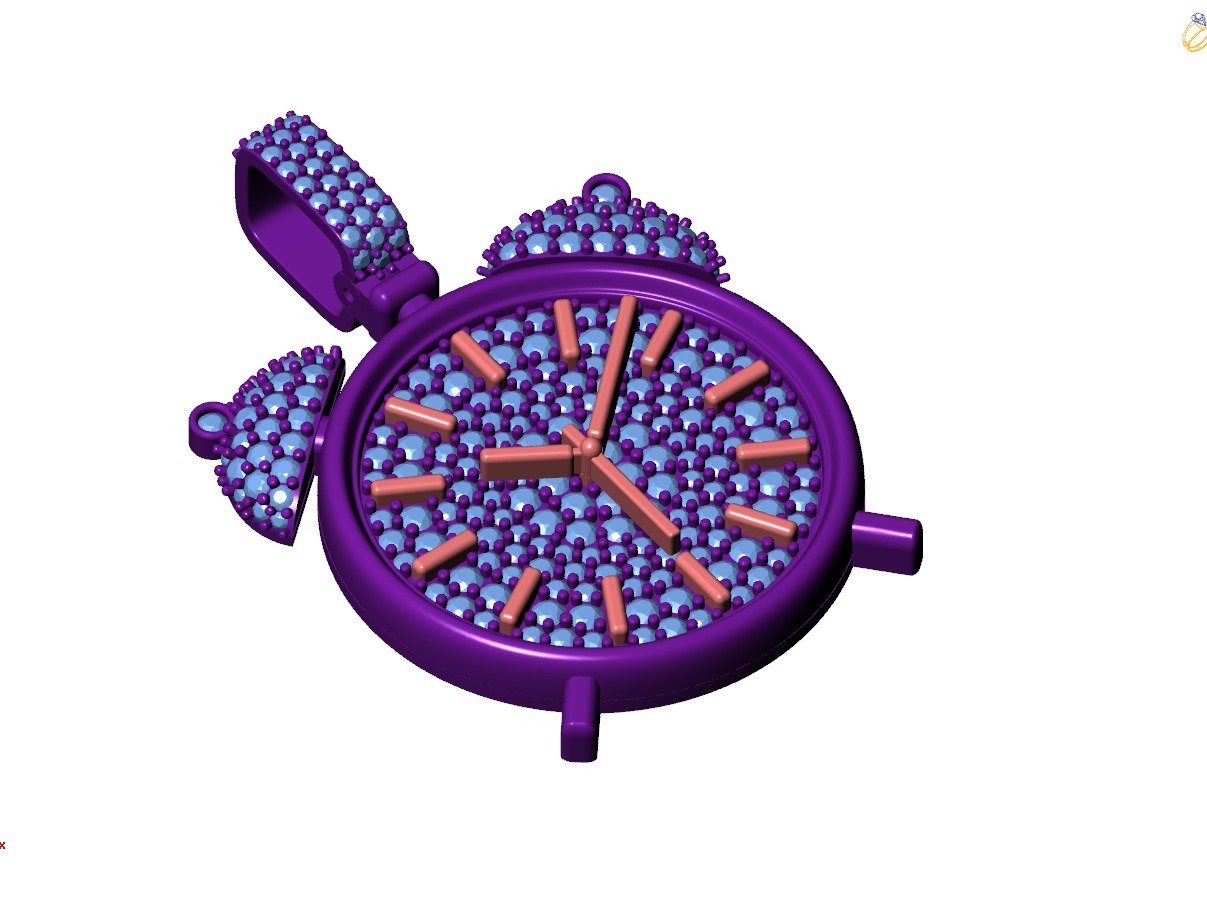 Custom Alarm Clock Emoji Diamond Pendant - Clock Pendant 3D print model_7