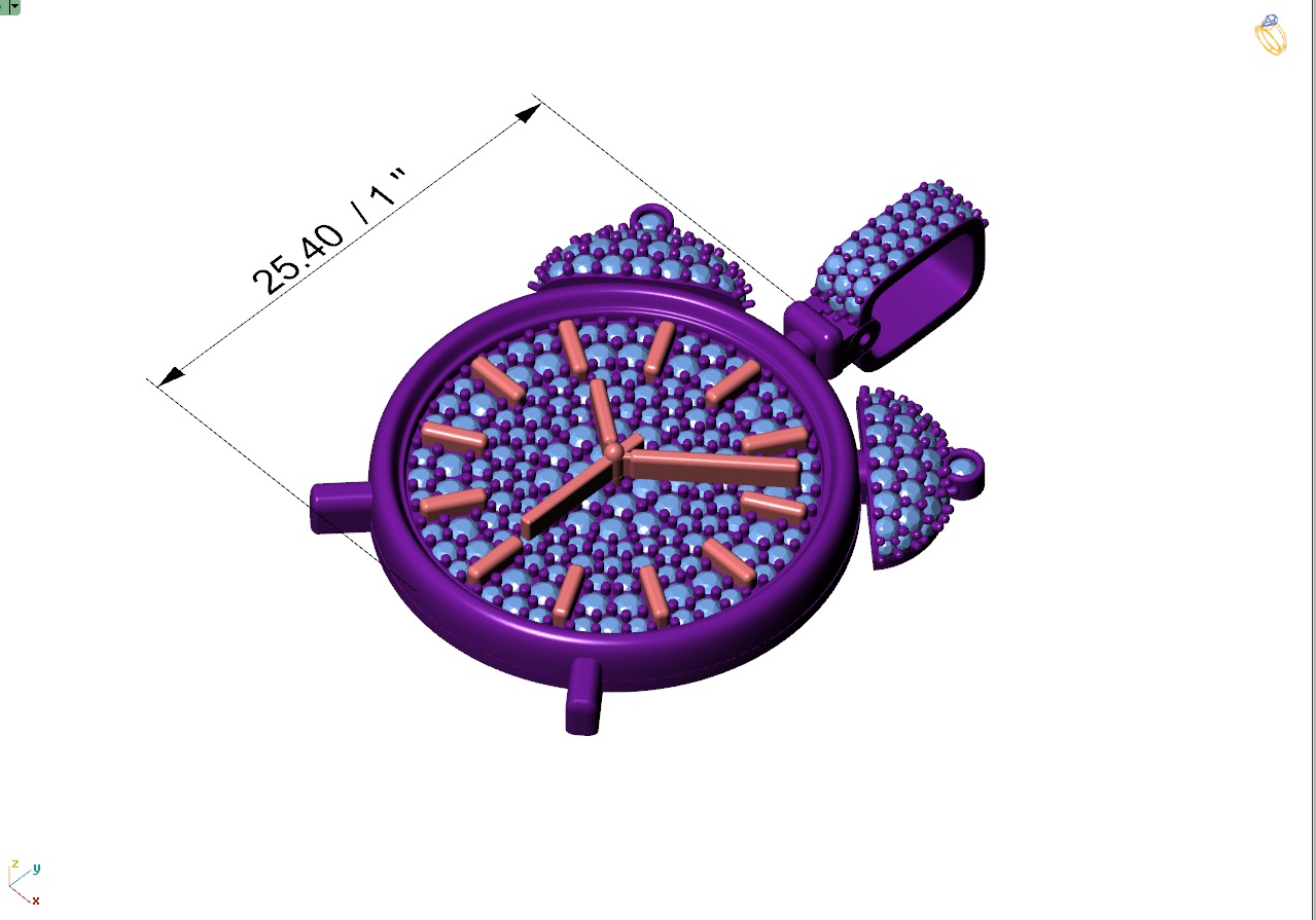 Custom Alarm Clock Emoji Diamond Pendant - Clock Pendant 3D print model_4