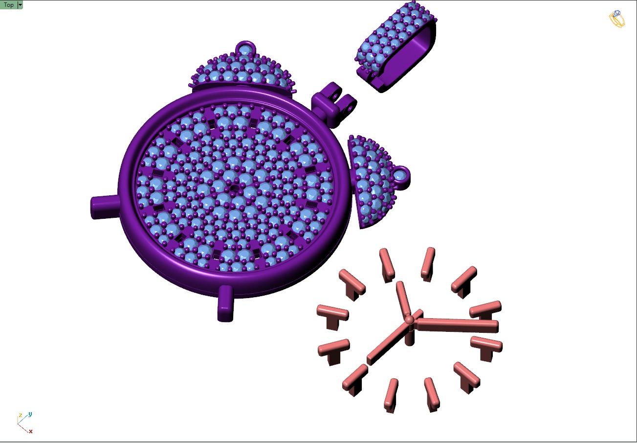 Custom Alarm Clock Emoji Diamond Pendant - Clock Pendant 3D print model_10