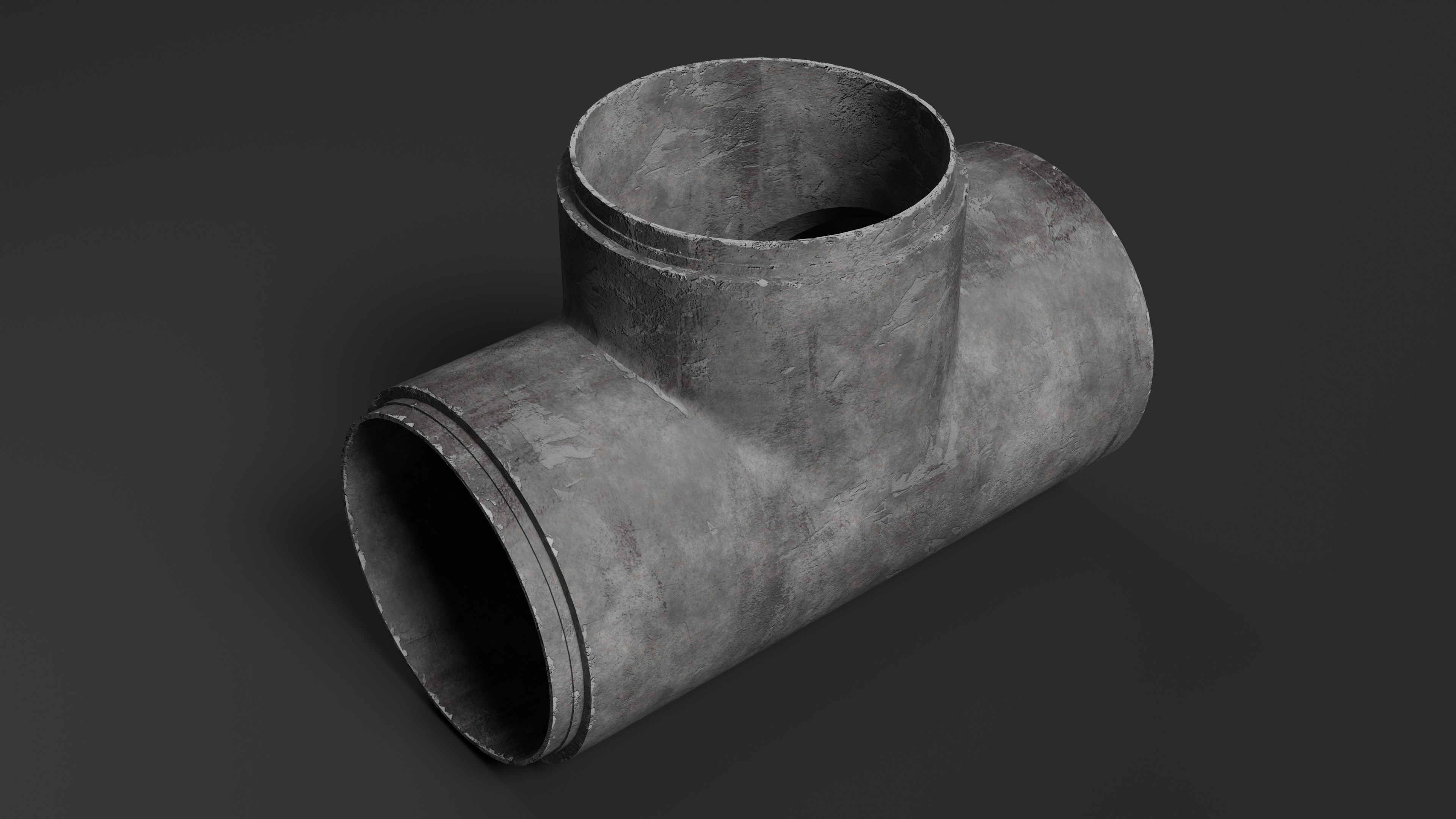 Modular Concrete Pipe Set Low-poly 3D model_5