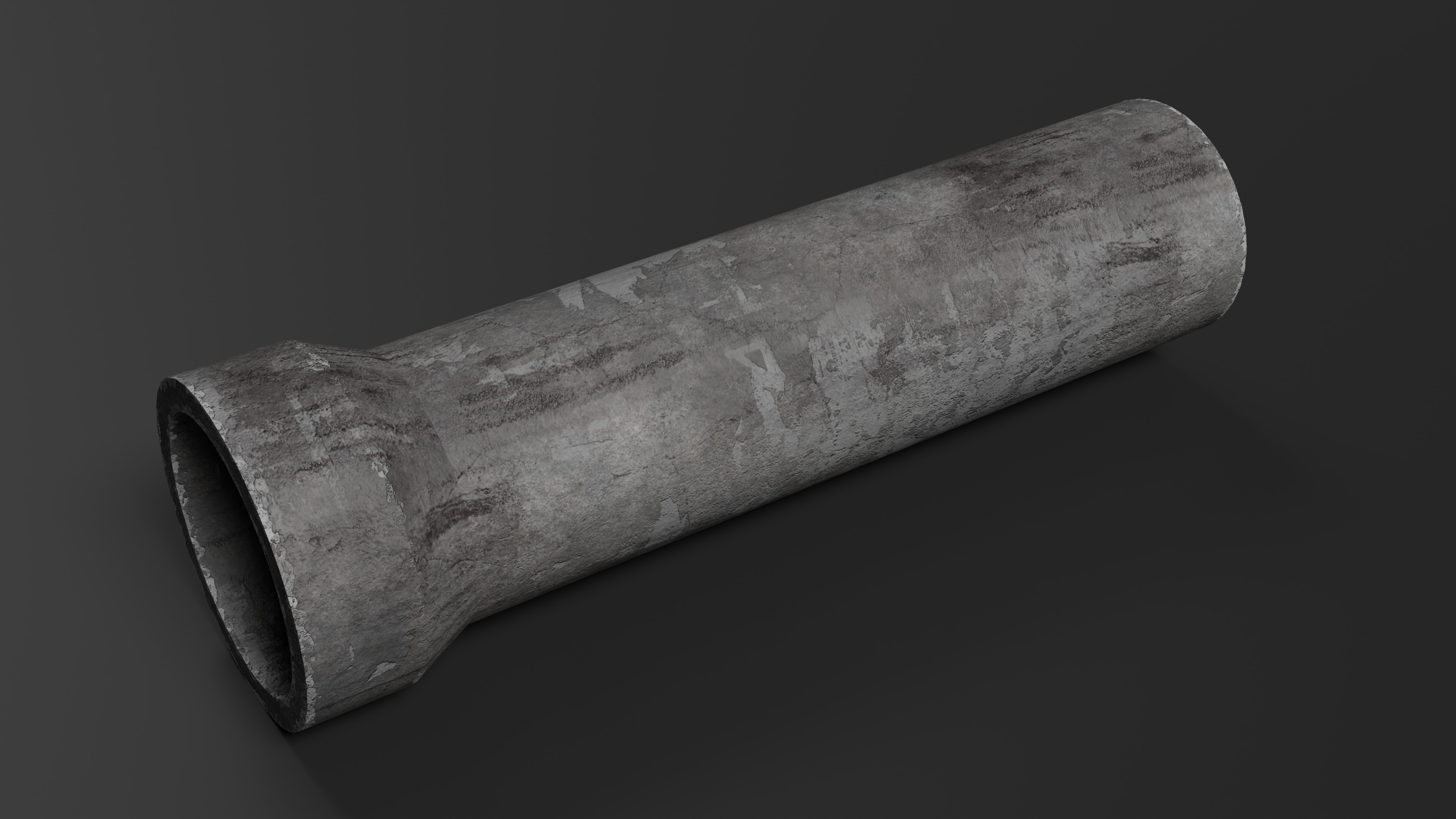 Modular Concrete Pipe Set Low-poly 3D model_7
