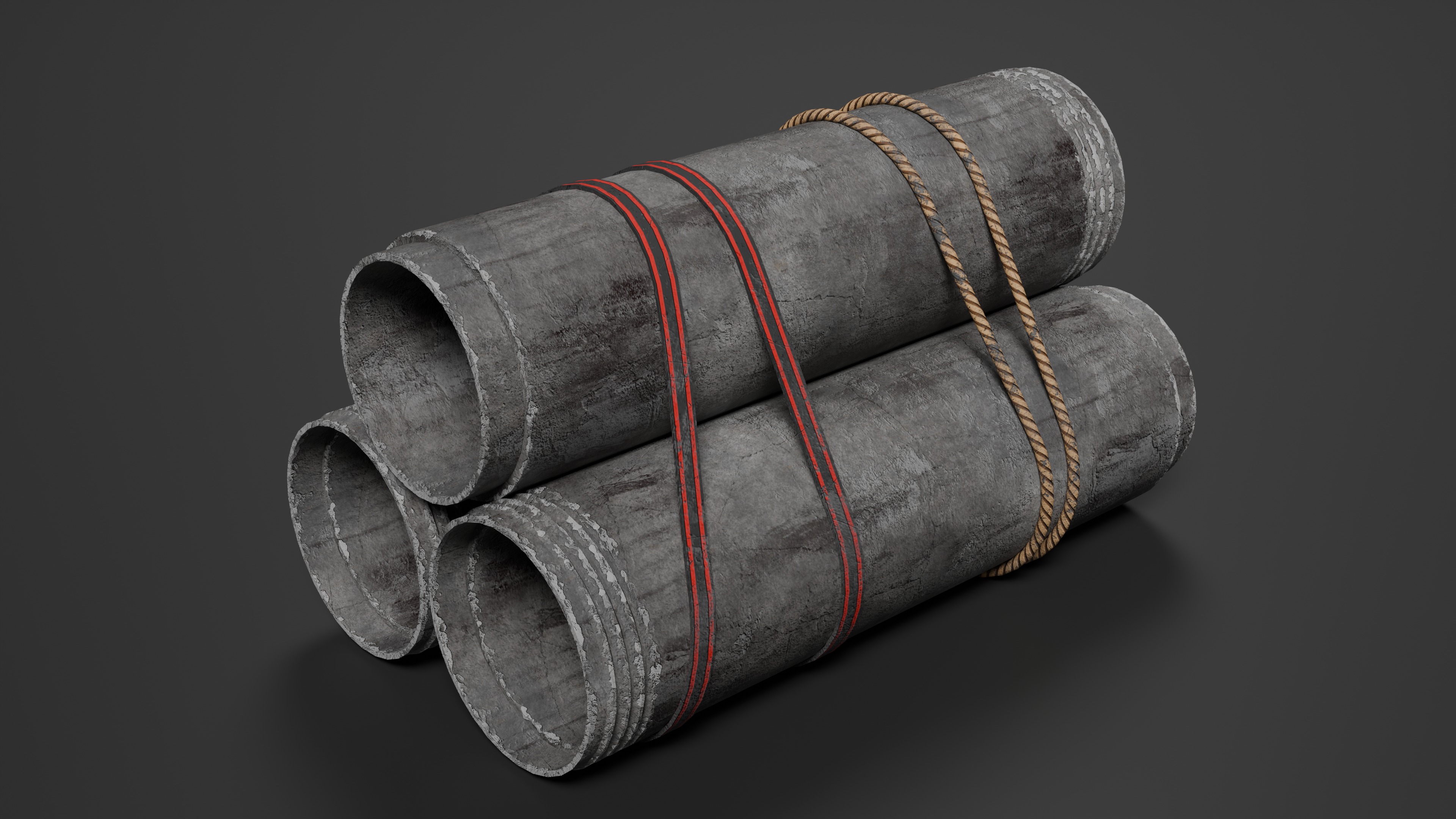 Modular Concrete Pipe Set Low-poly 3D model_1
