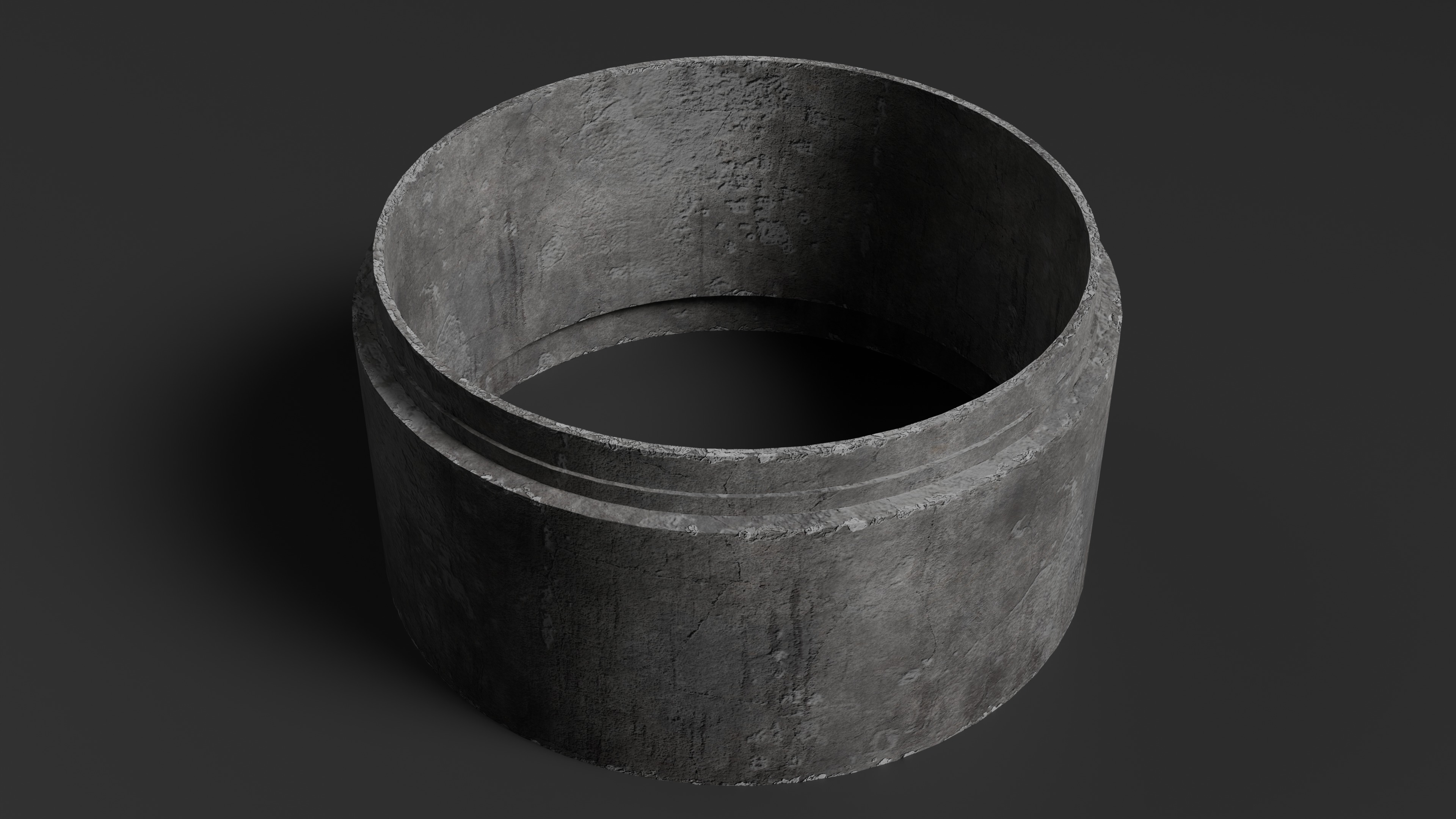 Modular Concrete Pipe Set Low-poly 3D model_4
