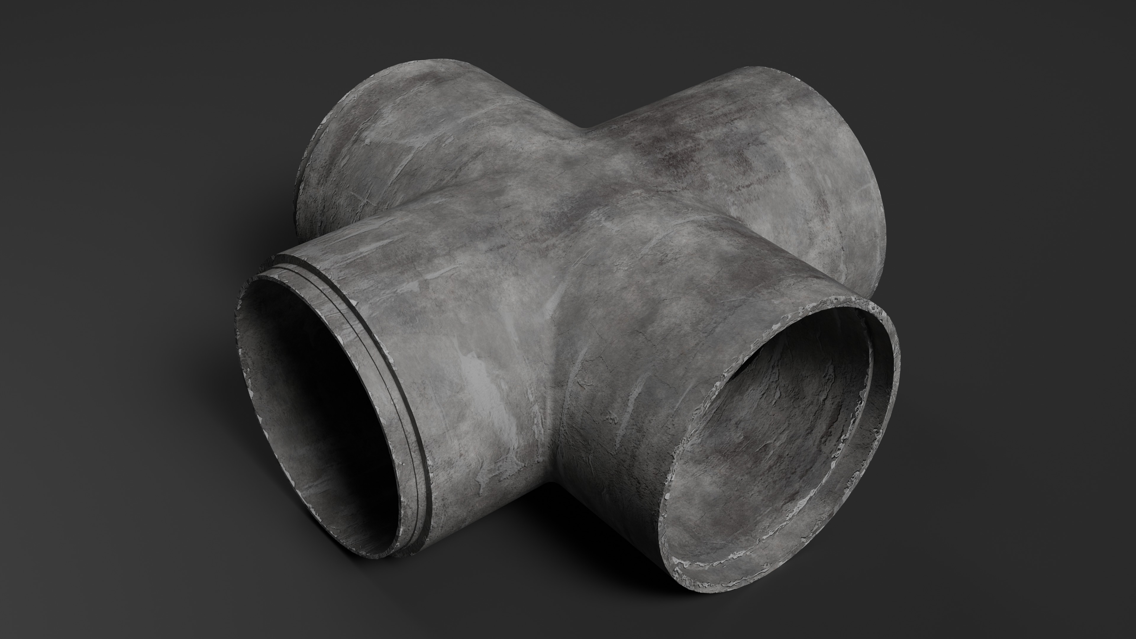 Modular Concrete Pipe Set Low-poly 3D model_6