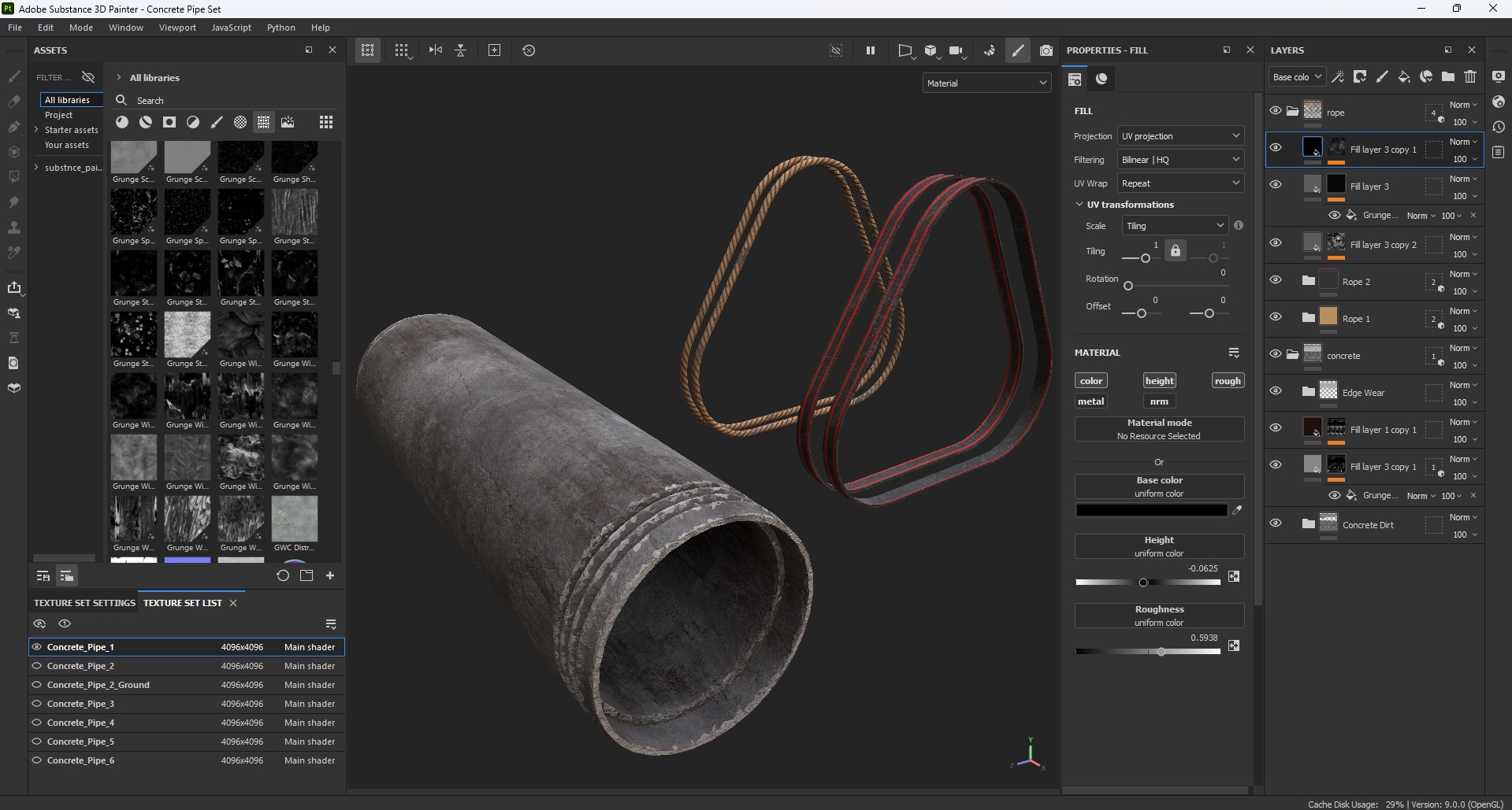 Modular Concrete Pipe Set Low-poly 3D model_17