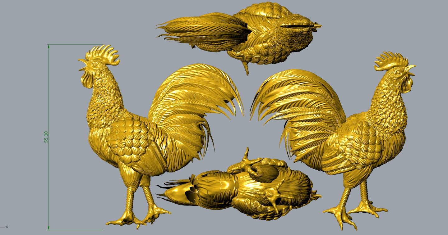 Rooster Statue 3D Print model 3D print model_25