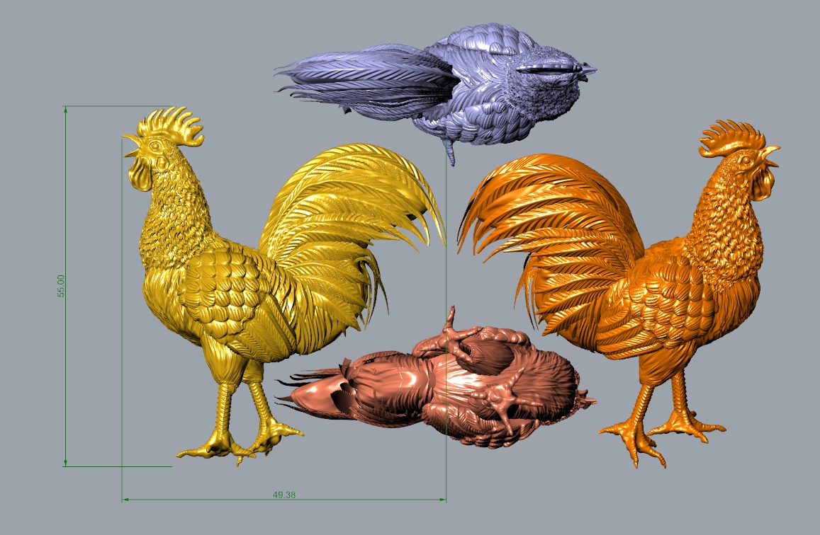 Rooster Statue 3D Print model 3D print model_26