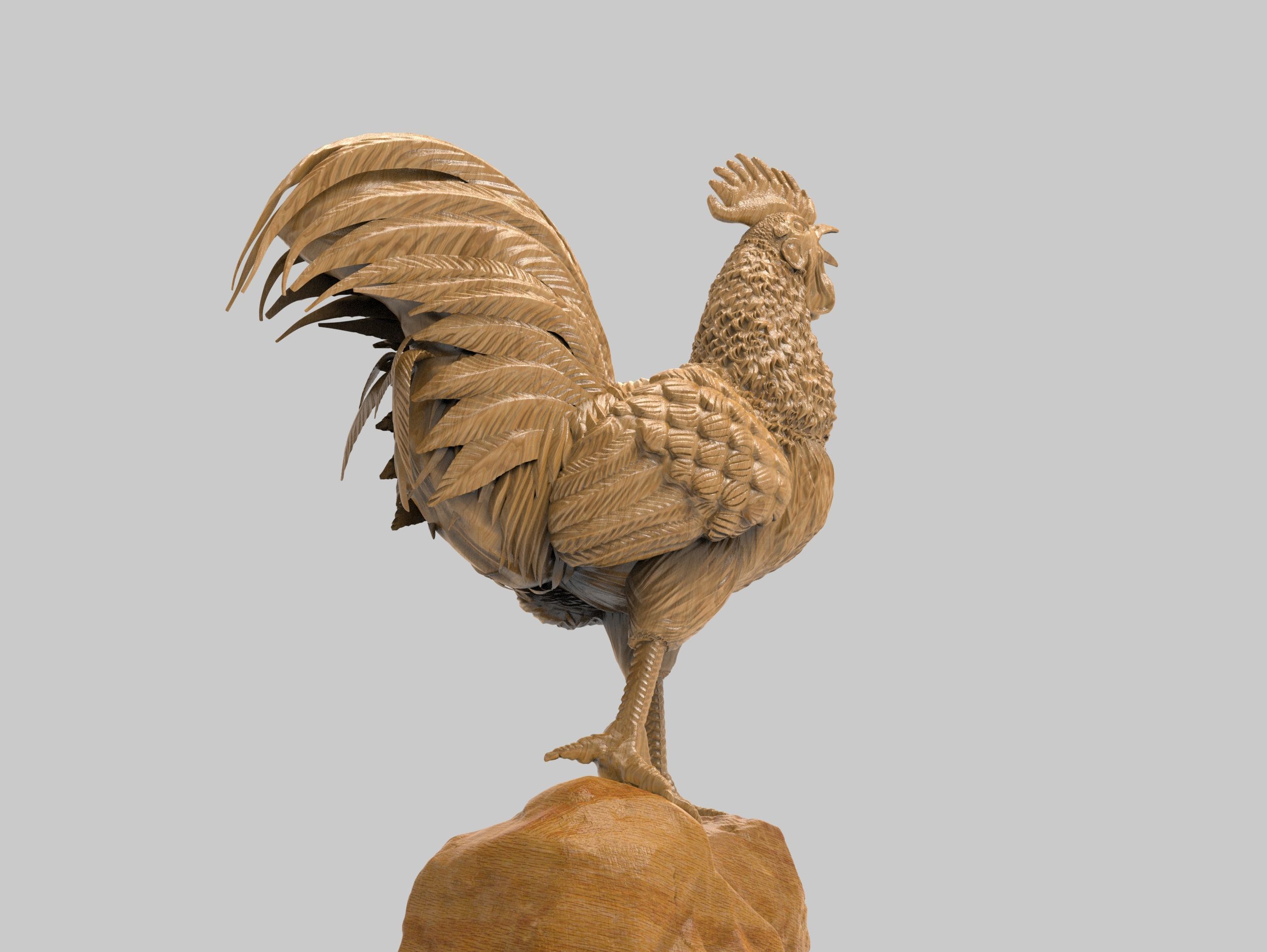 Rooster Statue 3D Print model 3D print model_30