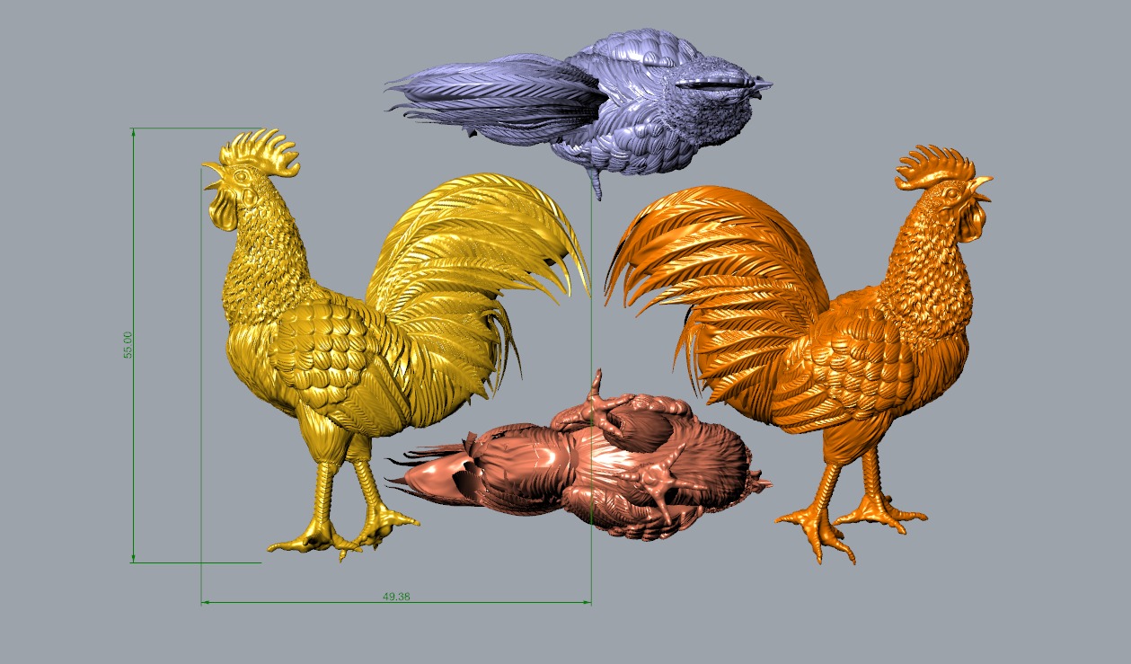 Rooster Statue 3D Print model 3D print model_7