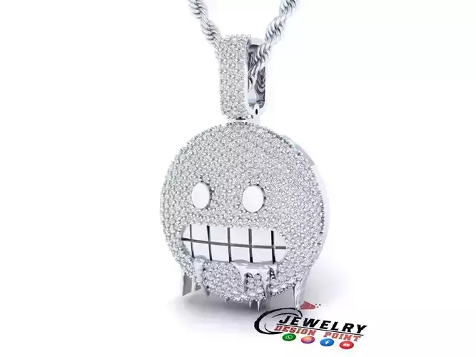 Custom Cold Face Emoji - 3D Face  Emoji Diamond Pendant