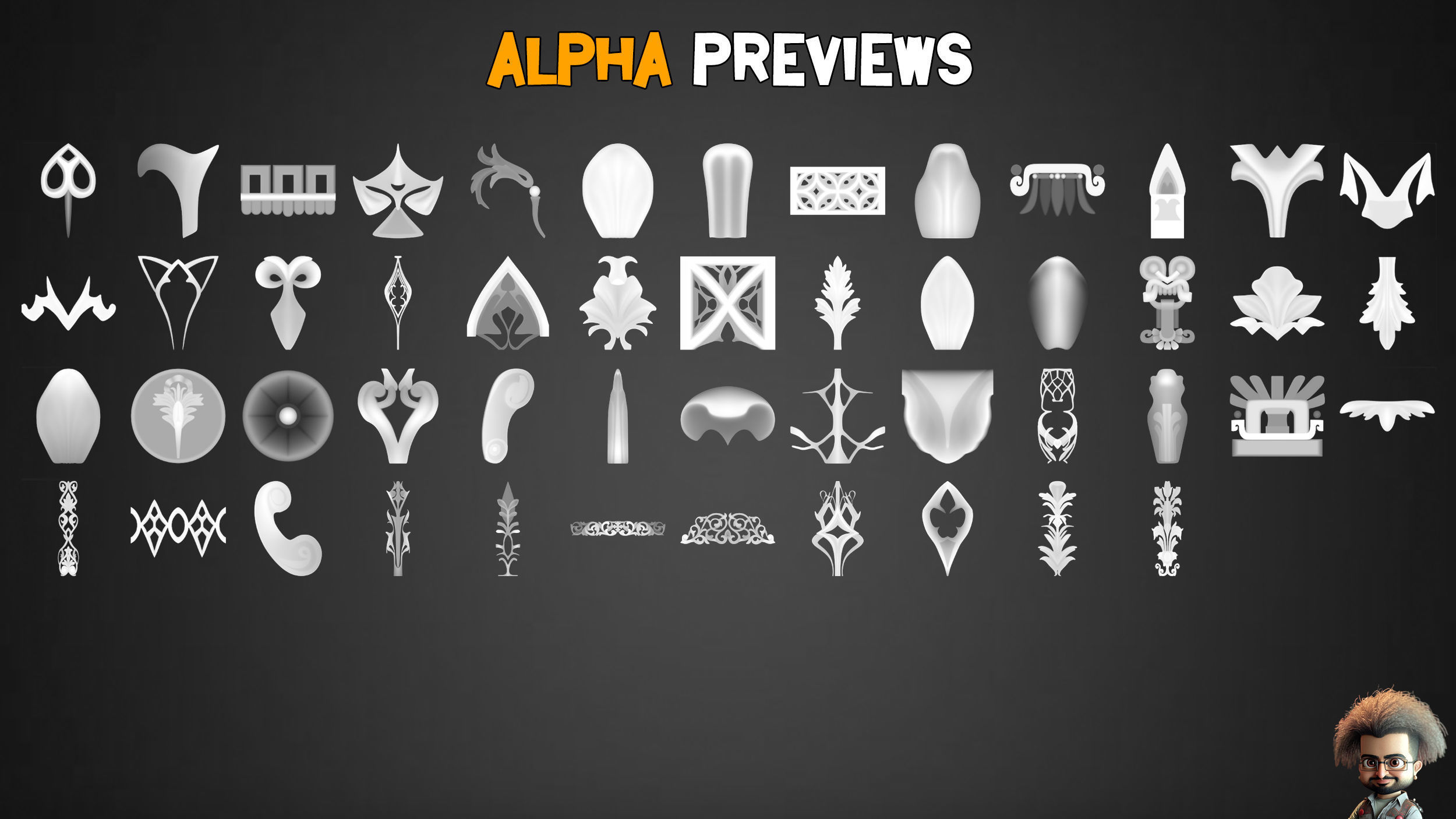 20 Gothic Columns 50 Ornaments Brushes IMM  Tutorials   Vol 30 Low-poly 3D model_7