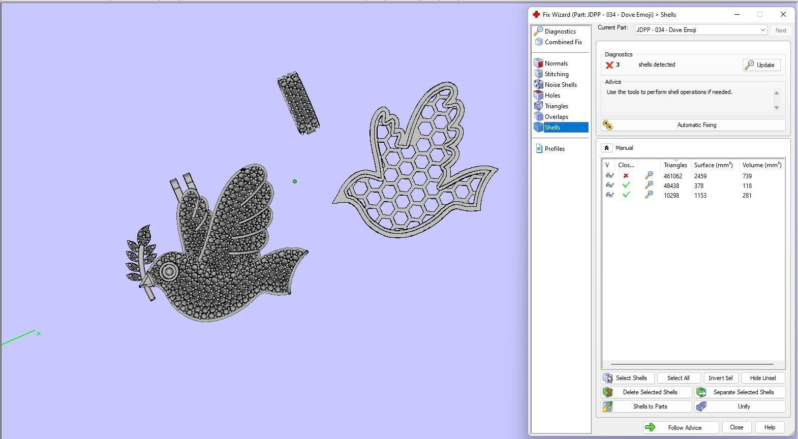 Custom Dove of Peace Emoji Diamond Pendant - Dove Emoji 1in 3D print model_17