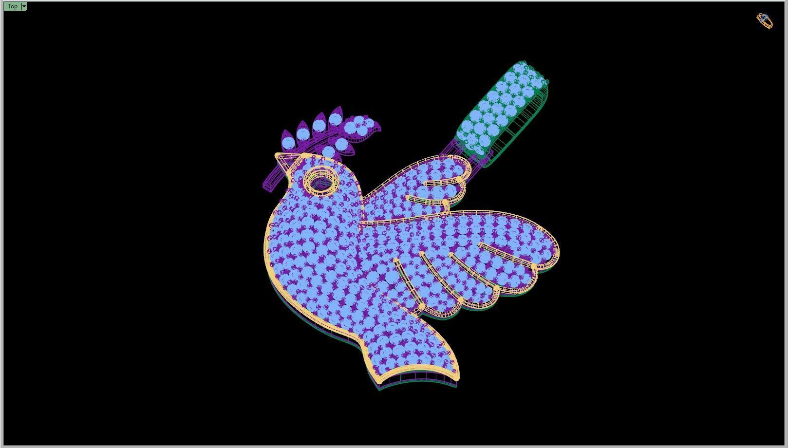 Custom Dove of Peace Emoji Diamond Pendant - Dove Emoji 1in 3D print model_12