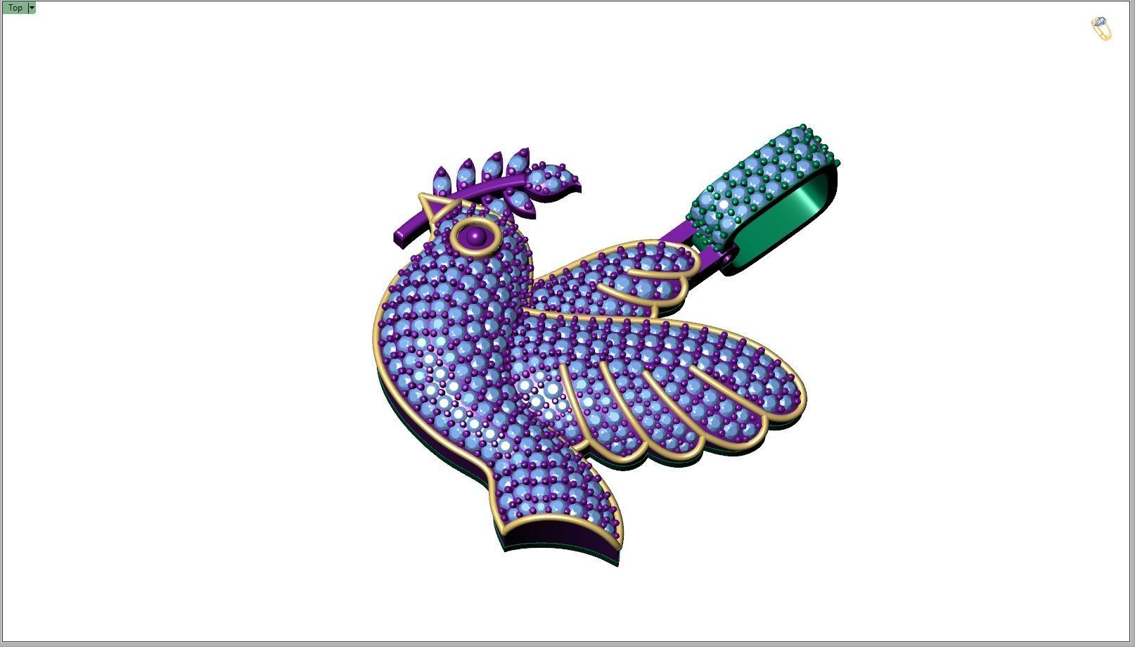 Custom Dove of Peace Emoji Diamond Pendant - Dove Emoji 1in 3D print model_8