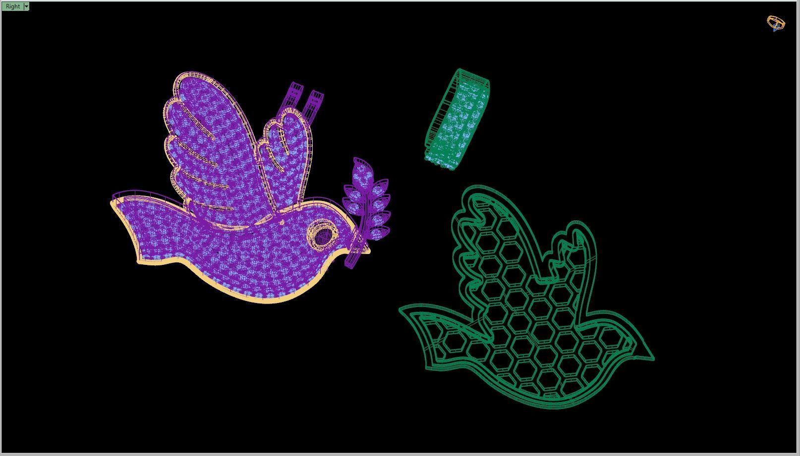 Custom Dove of Peace Emoji Diamond Pendant - Dove Emoji 1in 3D print model_14