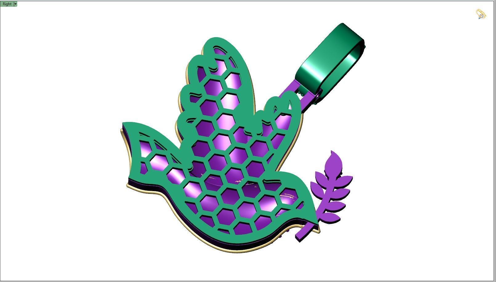 Custom Dove of Peace Emoji Diamond Pendant - Dove Emoji 1in 3D print model_9