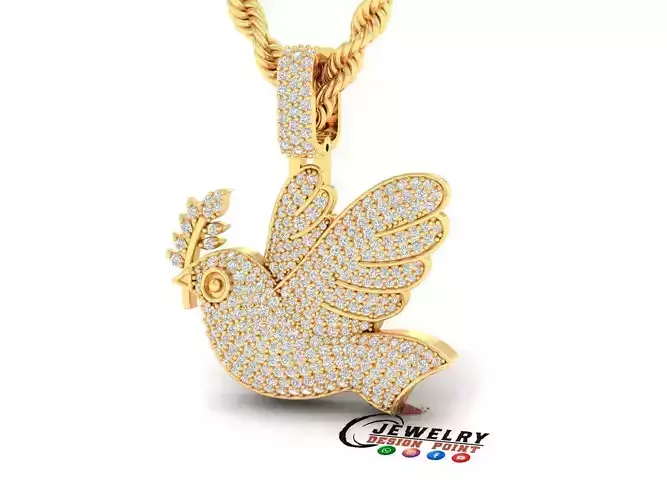 Custom Dove of Peace Emoji Diamond Pendant - Dove Emoji 1in