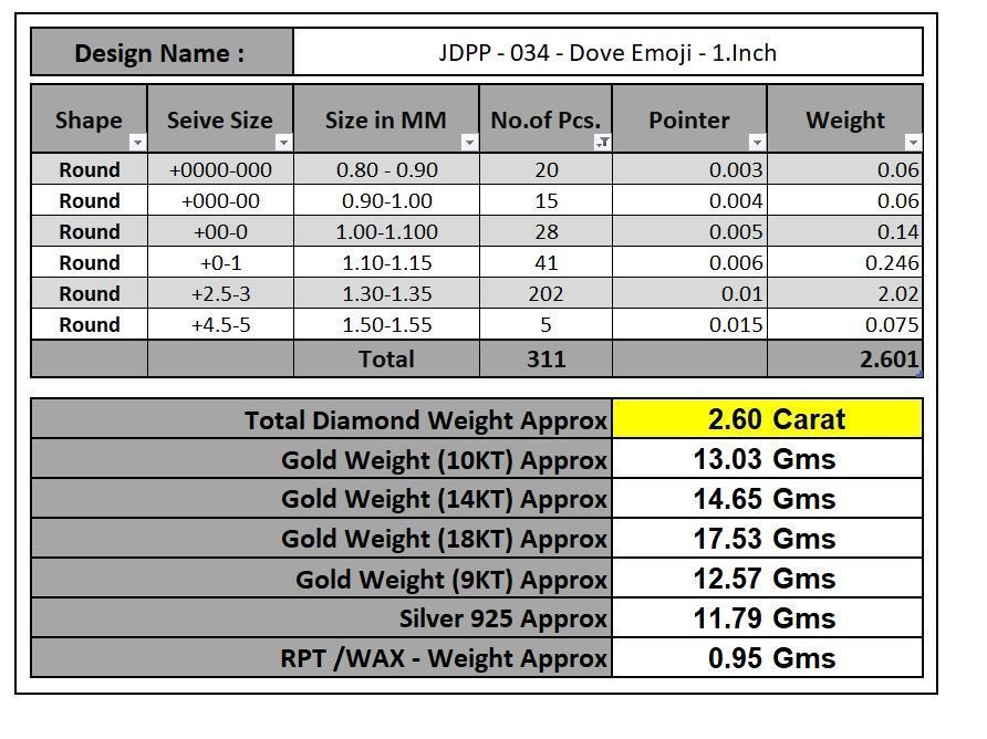 Custom Dove of Peace Emoji Diamond Pendant - Dove Emoji 1in 3D print model_16