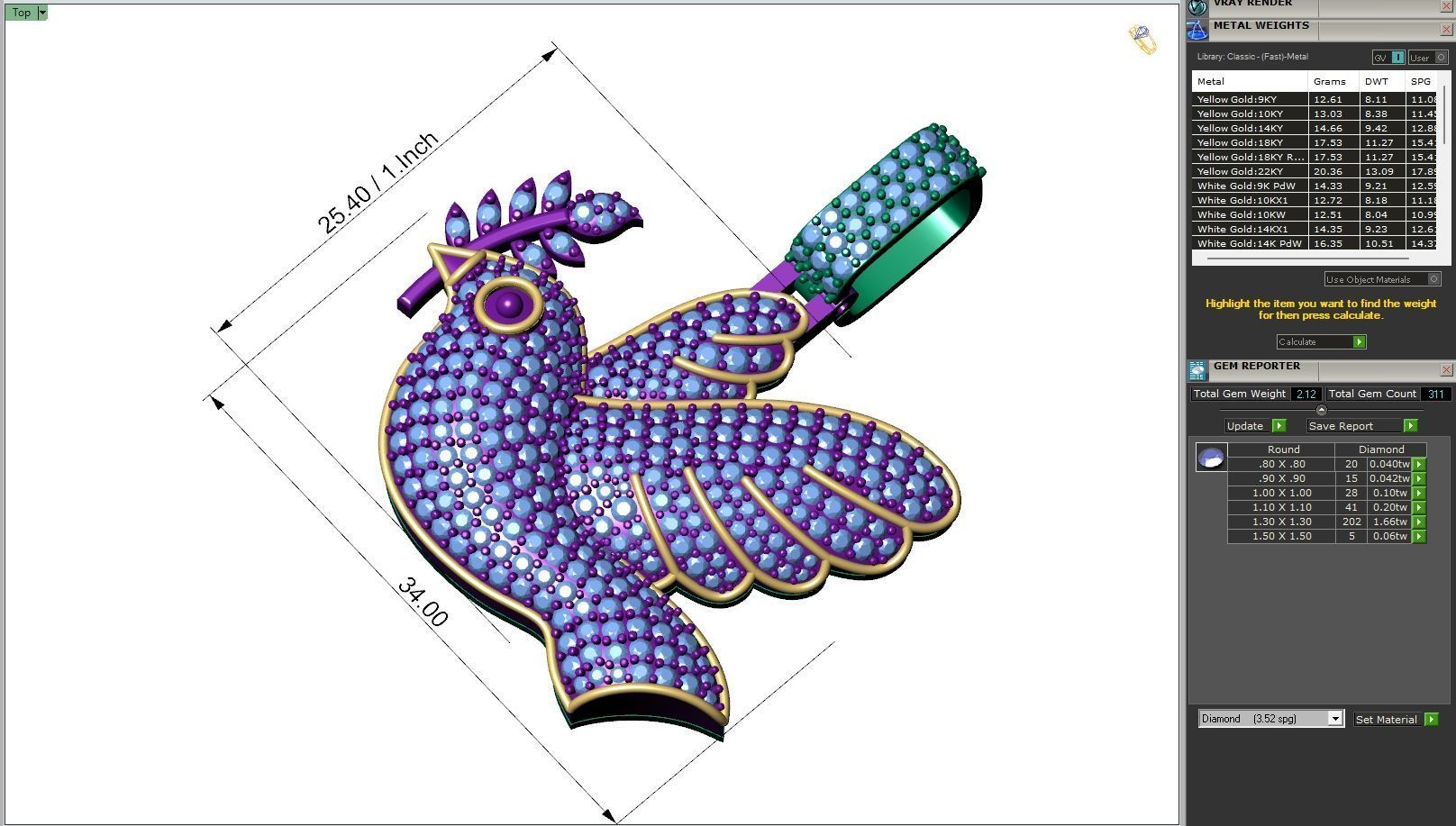 Custom Dove of Peace Emoji Diamond Pendant - Dove Emoji 1in 3D print model_6