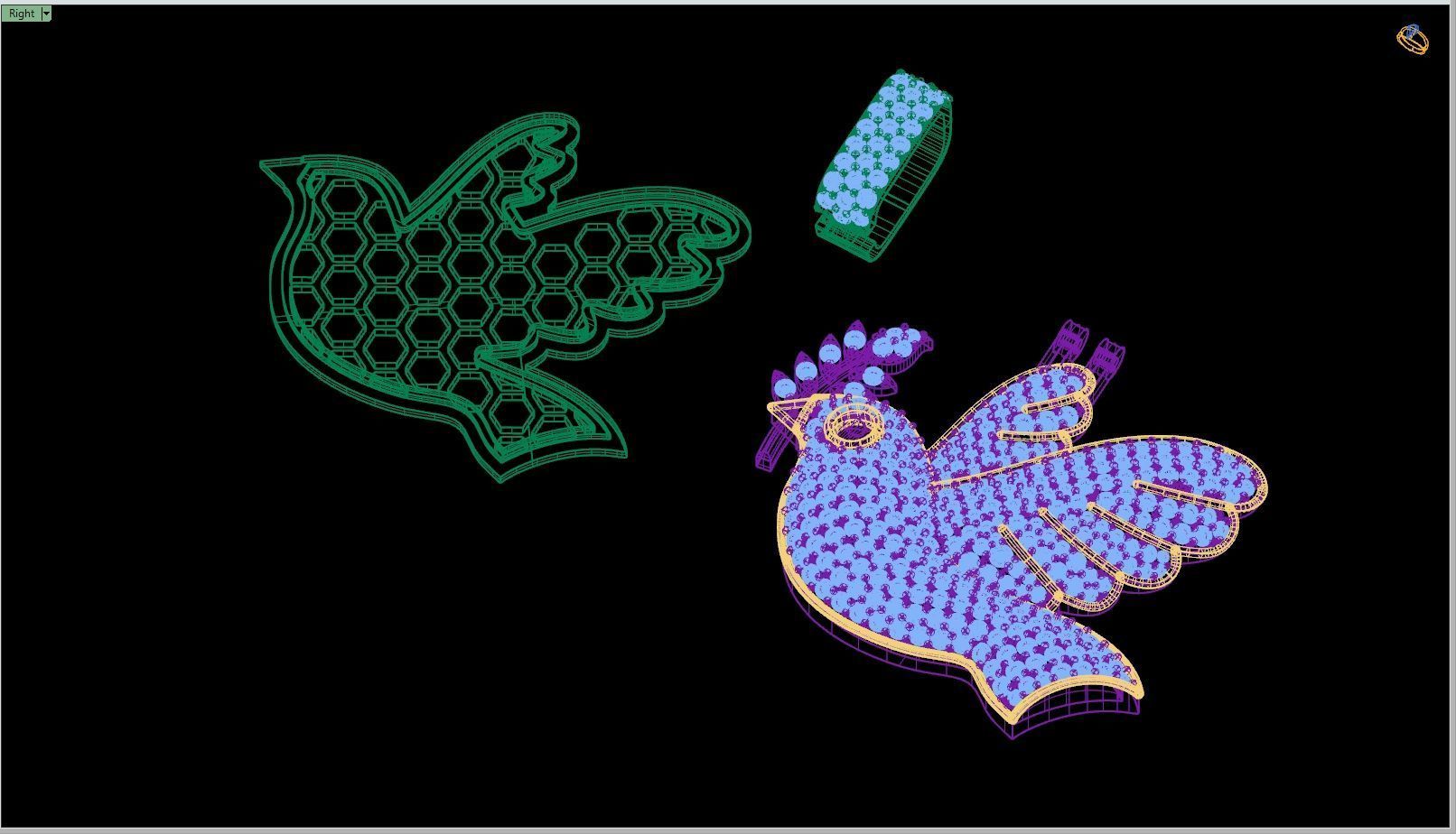 Custom Dove of Peace Emoji Diamond Pendant - Dove Emoji 1in 3D print model_13