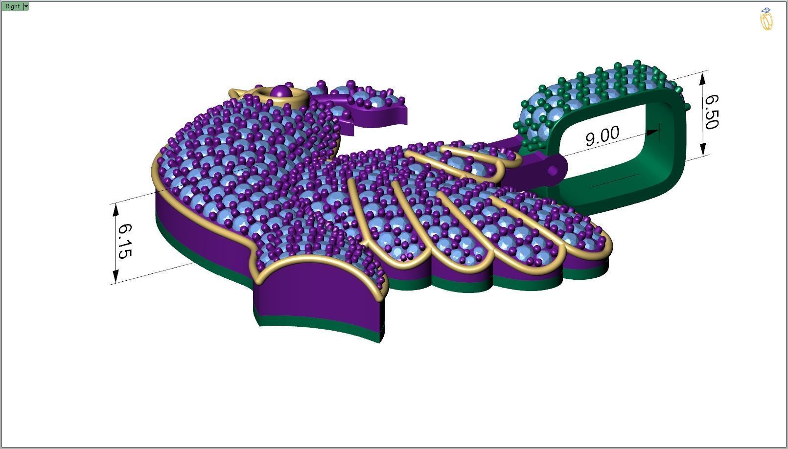 Custom Dove of Peace Emoji Diamond Pendant - Dove Emoji 1in 3D print model_7