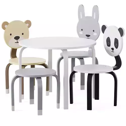 Marle table and animal kids chair by Bloomingville