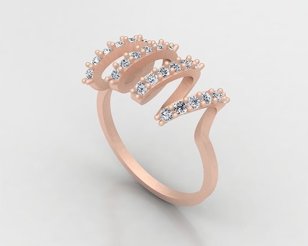 Eternal glow Ring with round diamonds 3D print model