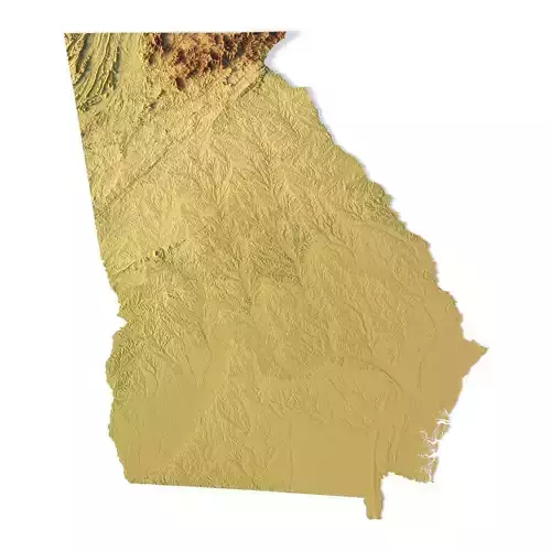 Topographic Map of Georgia USA STL Model