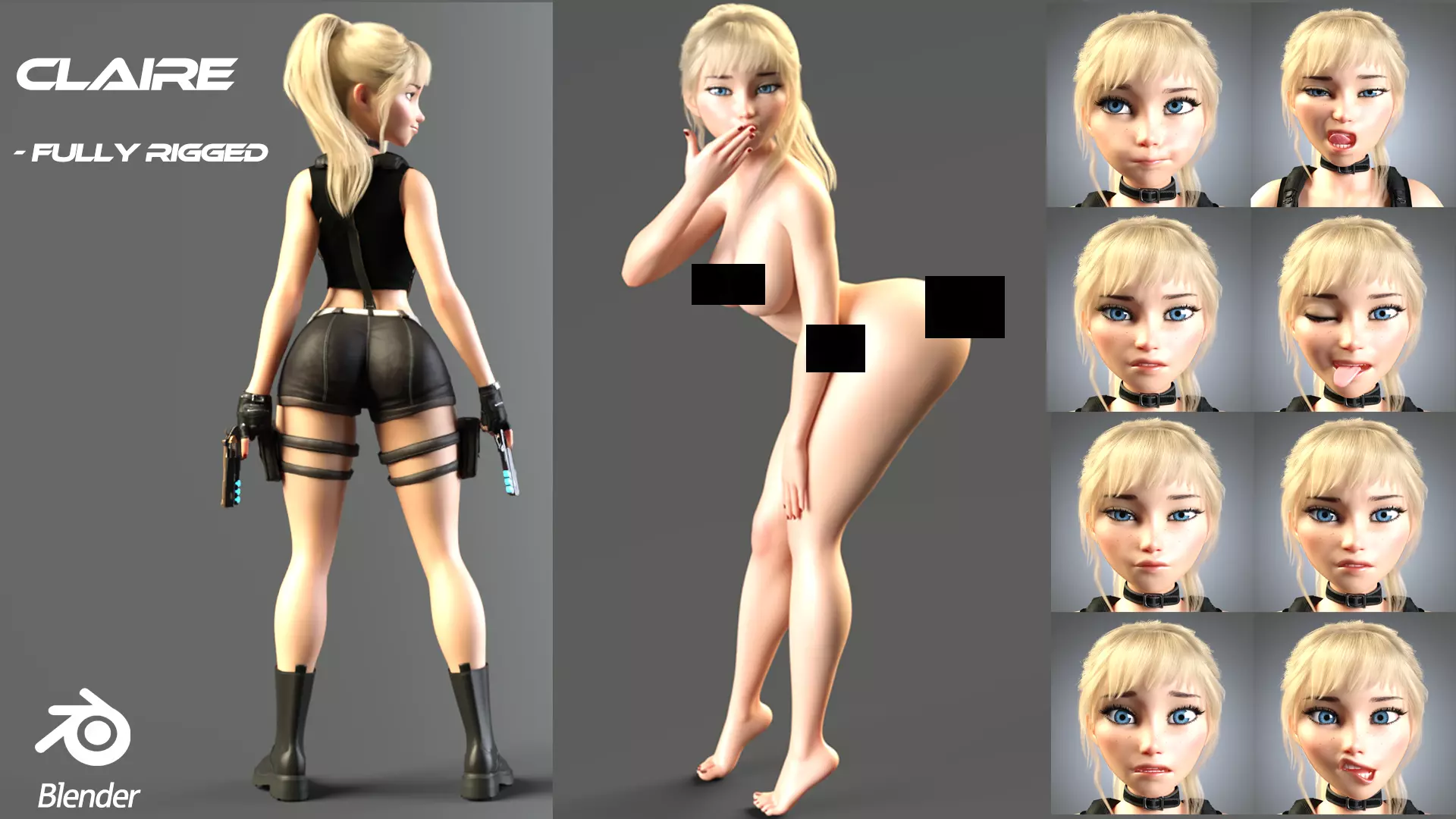 Cartoon Girl Rigged Game Ready Low-poly 3D model