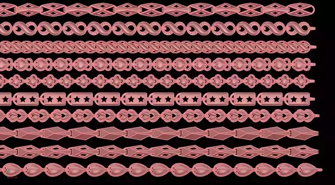 Set of 10 gold silver platinum necklaces