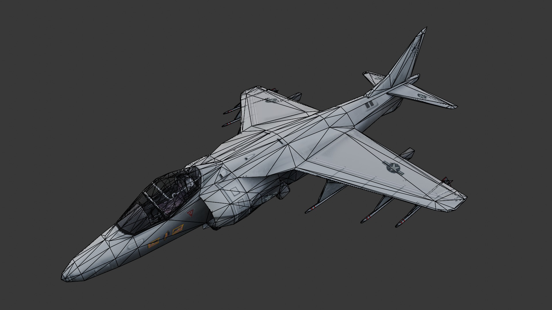 Harrier Jump Jet Low Poly Low-poly 3D model_4