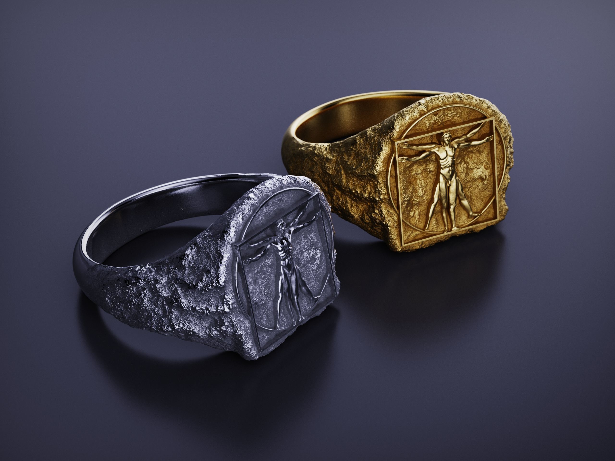 Vitruvian Man Signet Ring Leonardo Davinci 3D print model_13