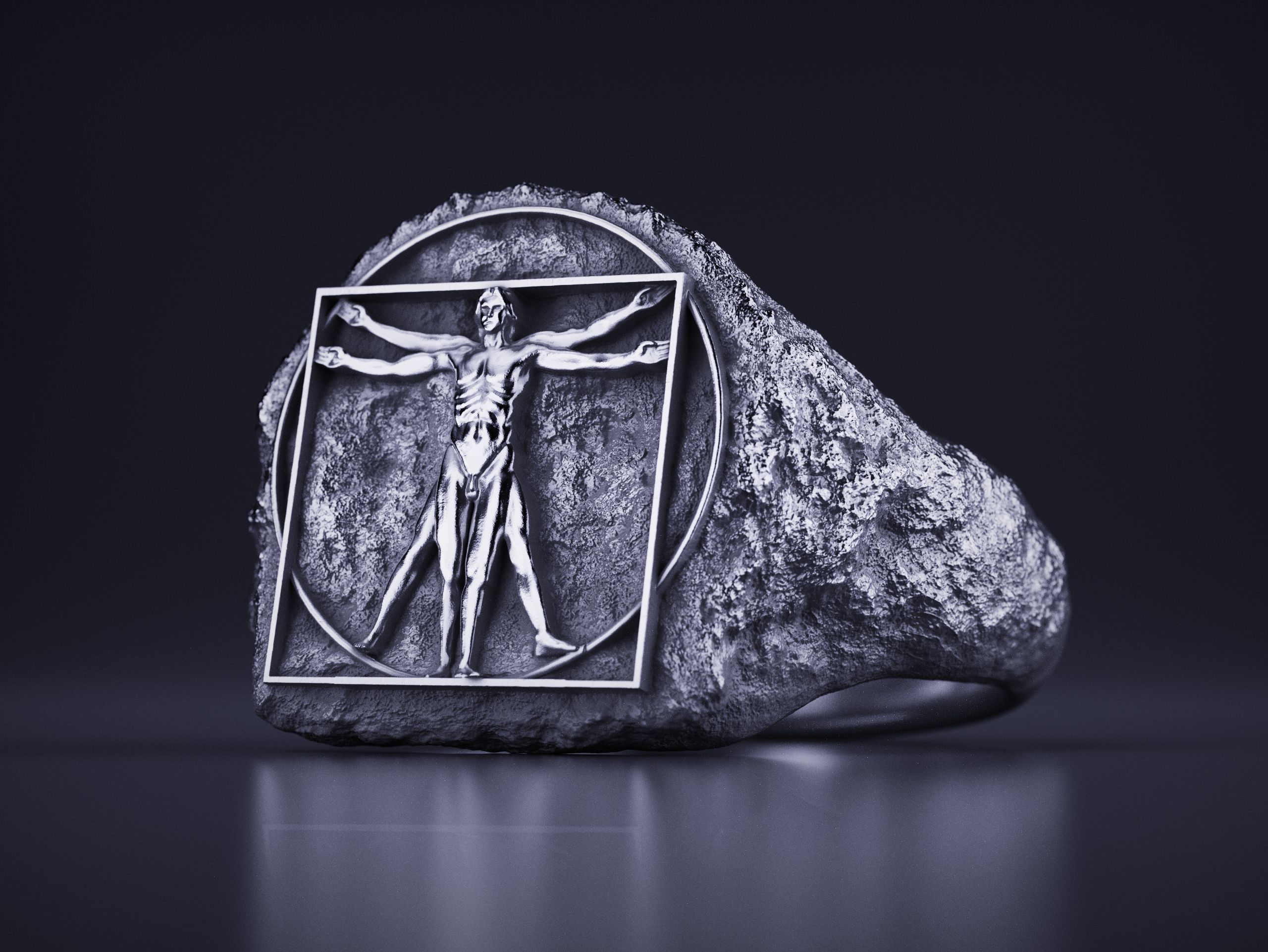 Vitruvian Man Signet Ring Leonardo Davinci 3D print model_5