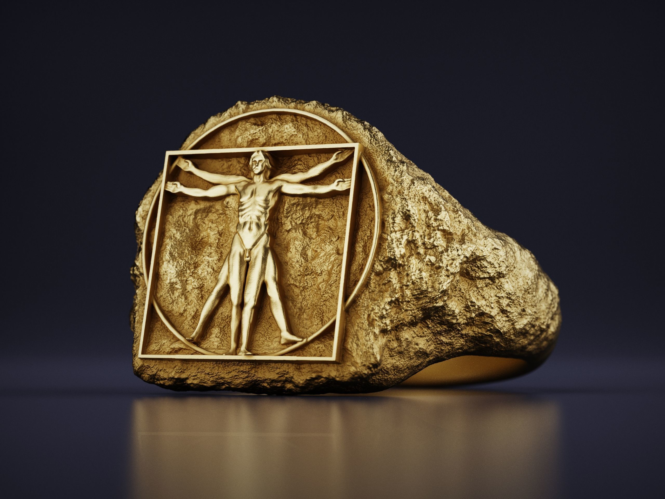 Vitruvian Man Signet Ring Leonardo Davinci 3D print model_6