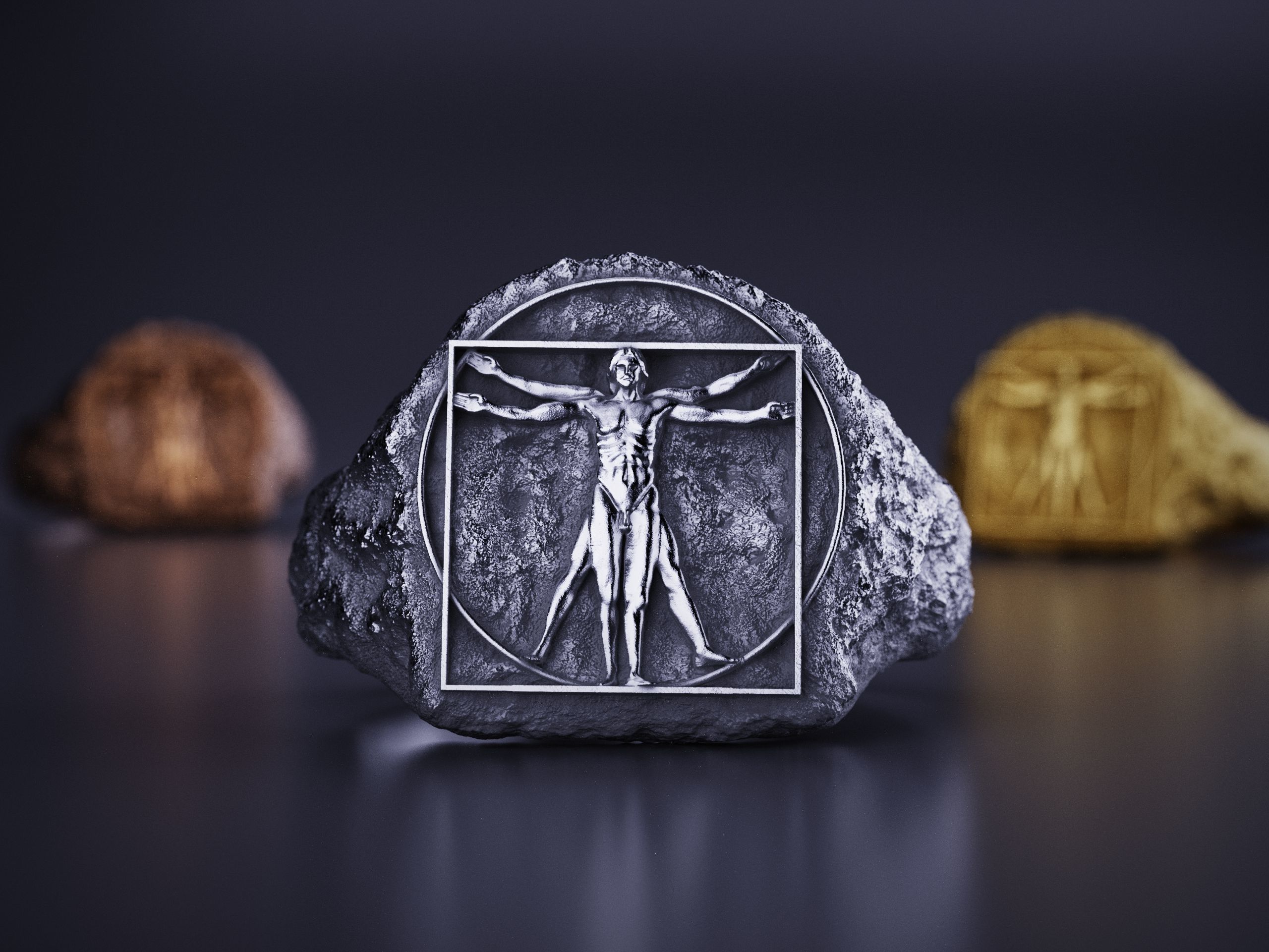 Vitruvian Man Signet Ring Leonardo Davinci 3D print model_1